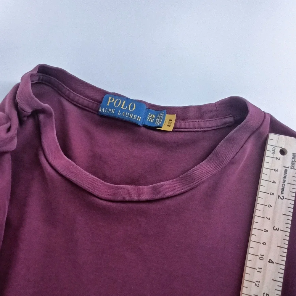 POLO RALPH LAUREN Long Sleeve T-Shirt Mens 2XB Burgundy Big & Tall Pony Logo